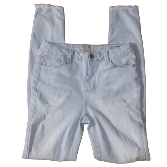 •TRUE CRAFT•LIGHT WASH DENIM DISTRESSED HIGH RISE SKINNY JEANS SIZE 3 EUC - Picture 1 of 8